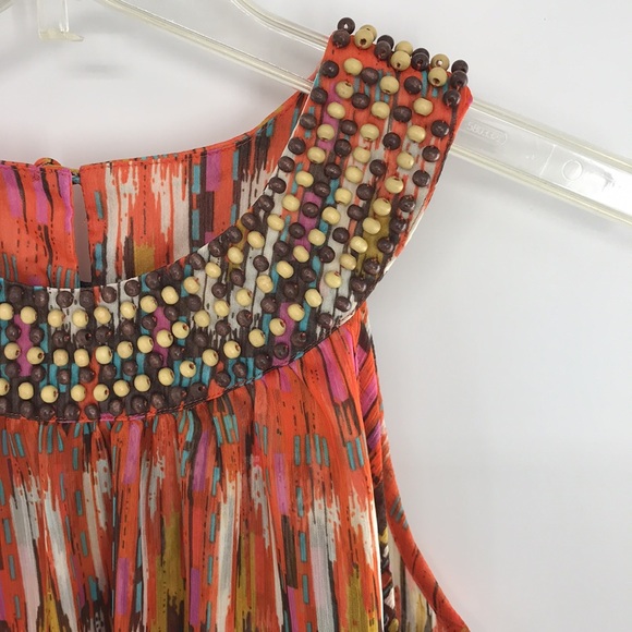 NEW Adiva Boho Sleeveless Top Orange Multicolor Size Small Artsy Bohemian - Picture 2 of 14